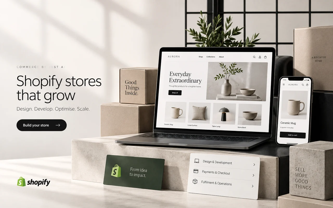 Shopify commerce design and development by Just AI