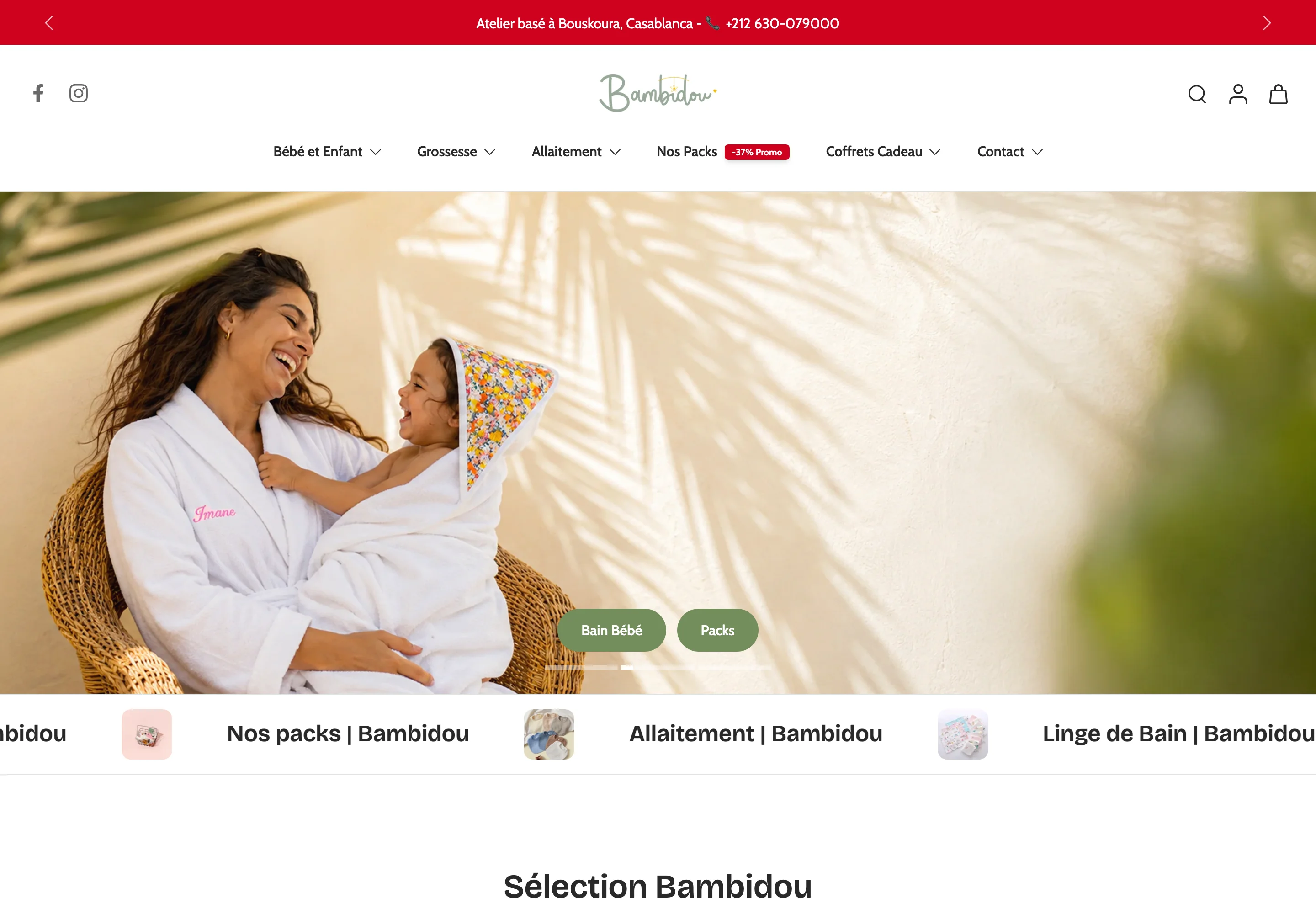 Homepage of the Bambidou online store, built by Just AI.